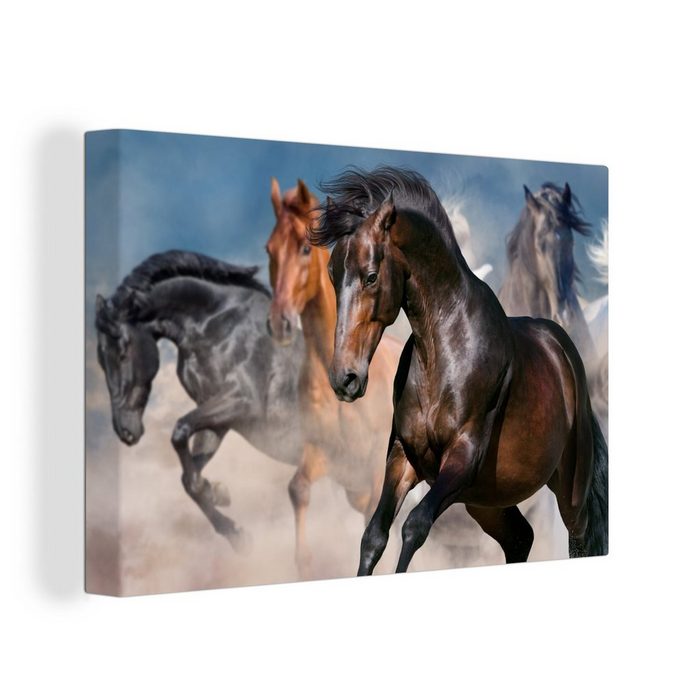 OneMillionCanvasses® Leinwandbild Pferde - Stoff - Wüste (1 St) Wandbild Leinwandbilder Aufhängefertig Wanddeko