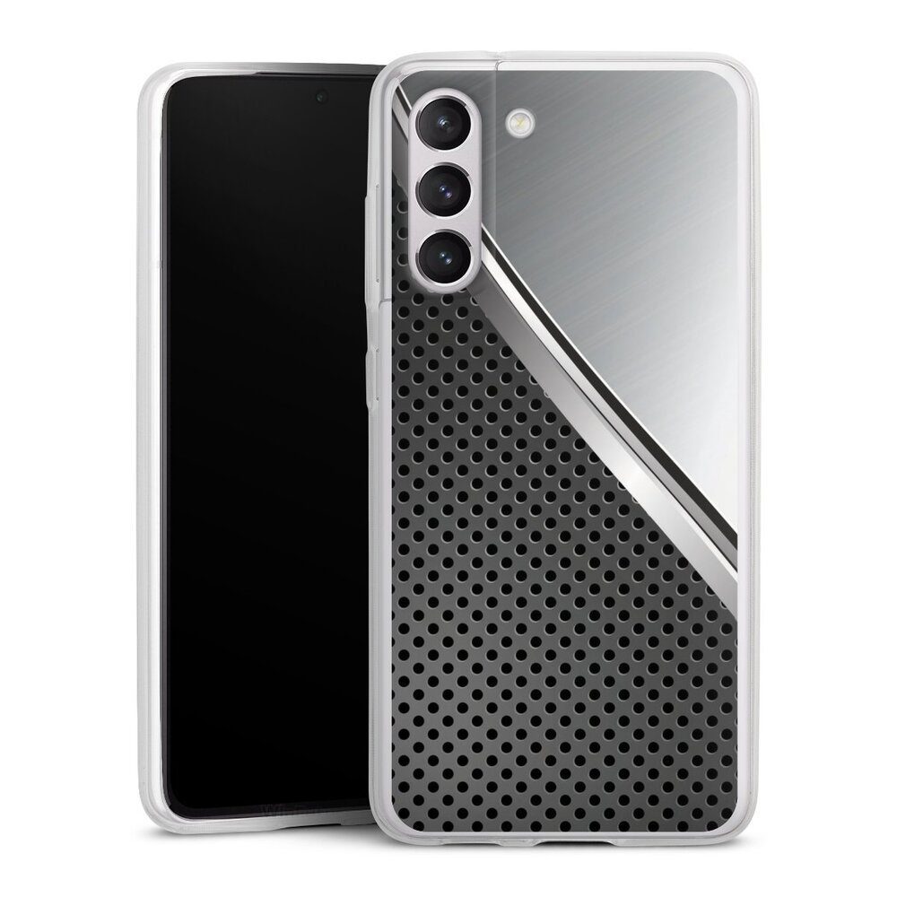 DeinDesign Handyhülle Carbon Stahl Metall Duo Metal Surface, Samsung Galaxy S21 FE 5G Slim Case Silikon Hülle Ultra Dünn