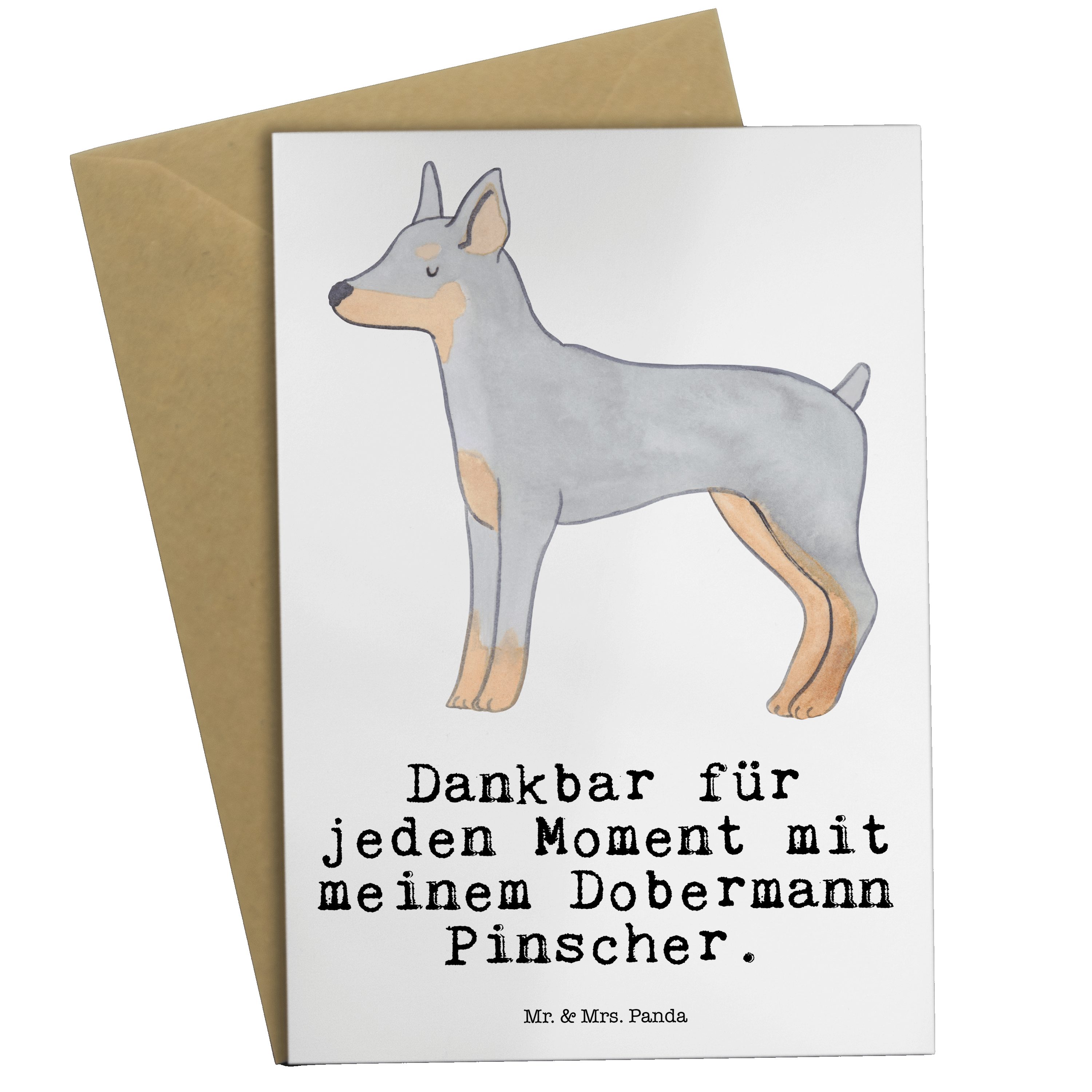 Mr. & Mrs. Panda Grußkarte Dobermann Pinscher Moment - Weiß - Geschenk, Hund, Karte, Schenken, K