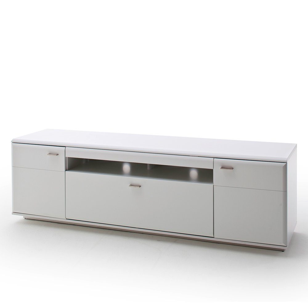 Lomadox Wohnwand ALIA-05, (5-St., Highboard Tisch montiert 5-tlg), Lowboard Vitrine weiß Fernsehwand Sideboard