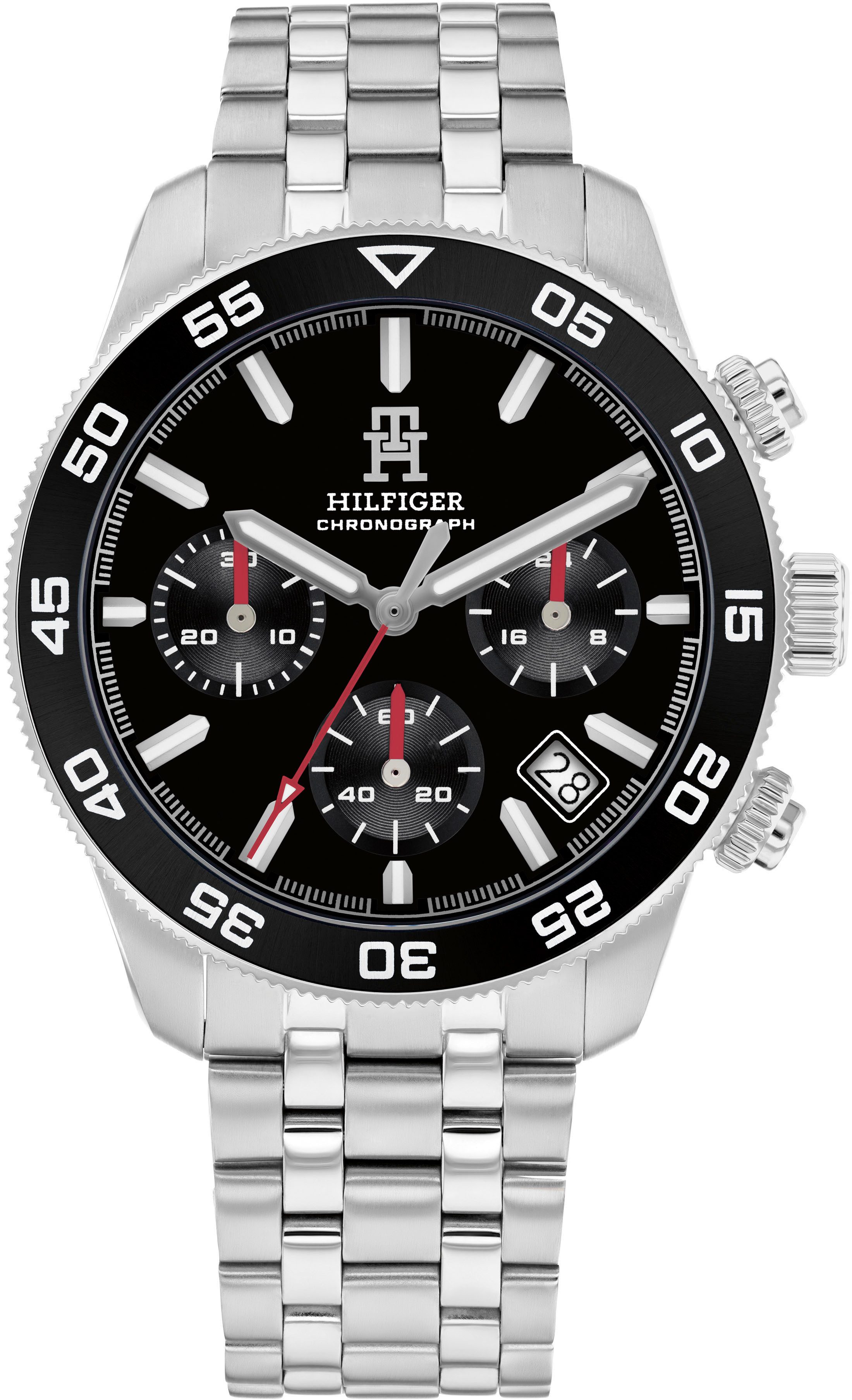 Tommy Hilfiger Chronograph TH85 CHRONOGRAPH 1792156, Quarzuhr, Armbanduhr, Herrenuhr, Edelstahlarmband, analog, Tag