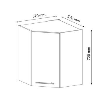 Vicco Eckhängeschrank Hängeschrank 57 cm Fame-Line Anthrazit Weiß Hochglanz (1 Hängeschrank) Eckhängeschrank