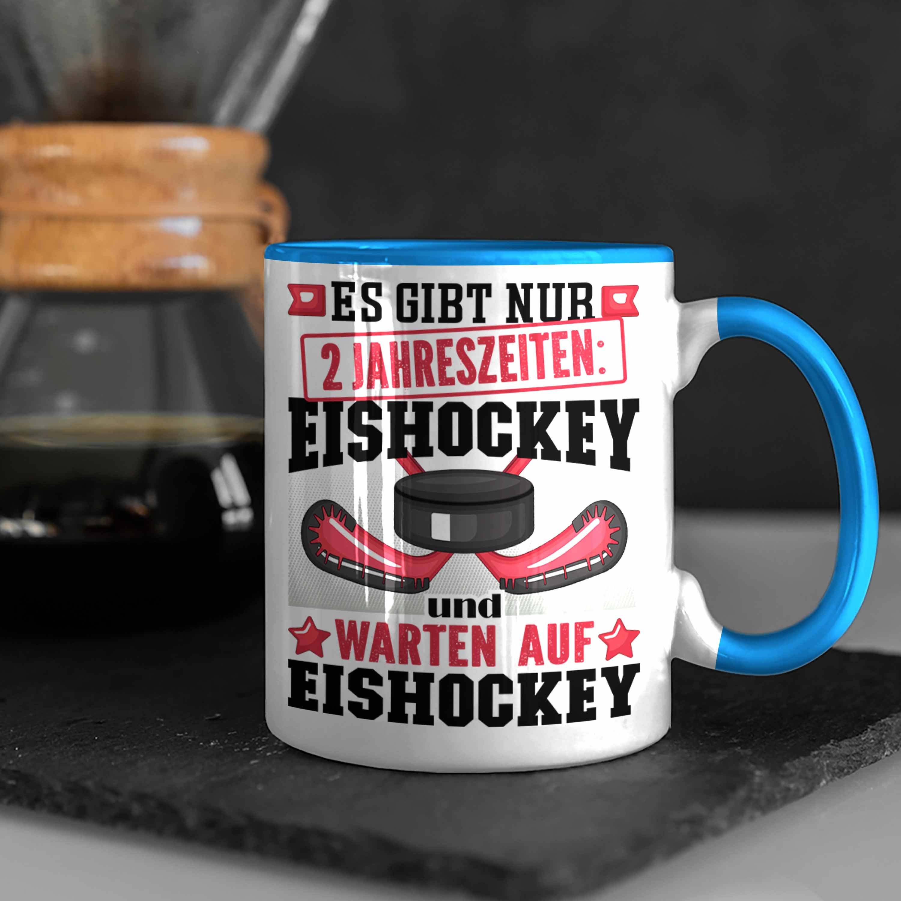 Geschenkidee Tasse Blau Eishockey Tasse Geschenk Trendation 2 für Jahresze Eishockey-Spieler