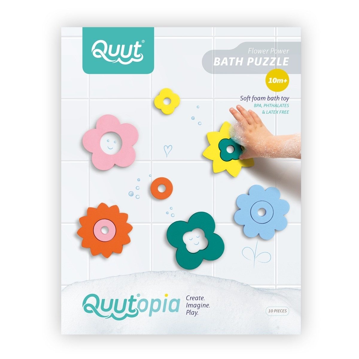 QUUT Badespielzeug Puzzle Flower Power Blumen Schaumstoff Badewanne ab 10 Monate