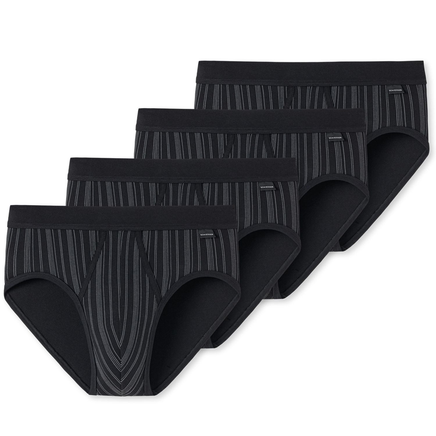 Schiesser Slip Original Classics mit Eingriff, gestreift, mit komfortablem Softbund im 4er Pack