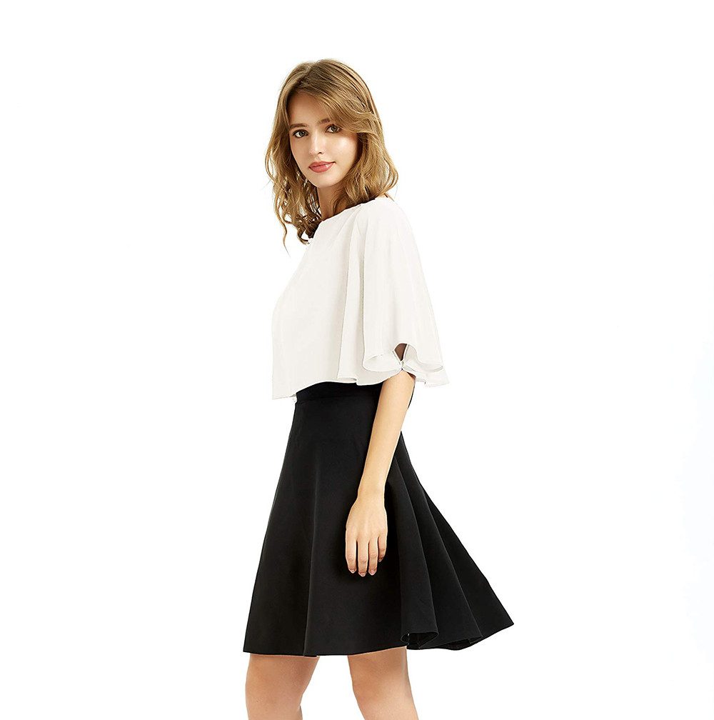 Zaewry Bolero Damen-Bolero aus Chiffon,Halbarm, kurzes Abendkleid-Schal Schal, Hochzeit, Cape, Bolero, Chiffon Coverup,Sommer Strickjacke