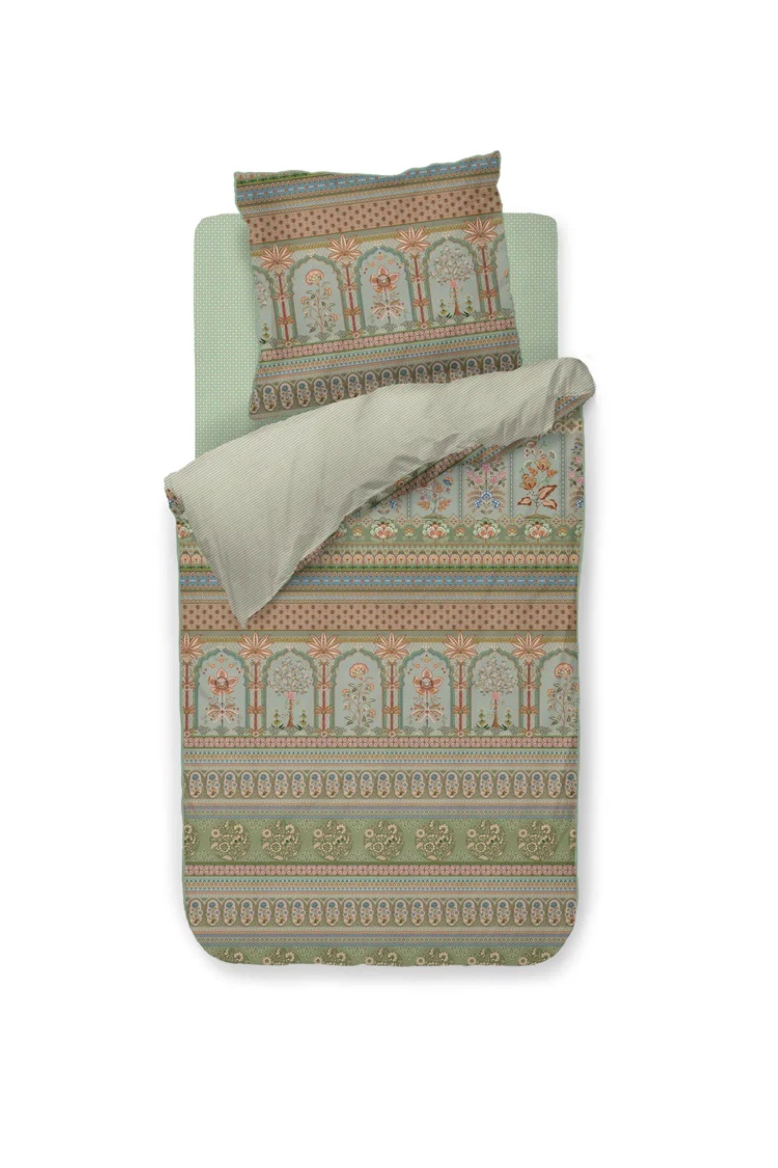 PiP Studio Bettwäsche PIP Studio Perkal Bettwäsche 135x200 Bollywood Dreams green Ornamente, Perkal, 2 teilig, fein gewebter 100% Baumwollperkal