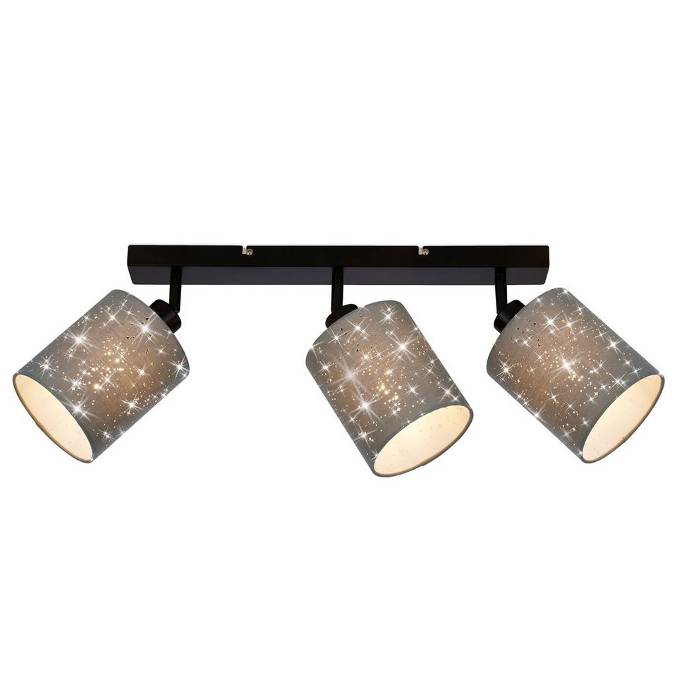 Briloner Leuchten Deckenspots 2078-034, Sterneneffekt, schwenkbar,  Stoffschirm, ohne Leuchtmittel, Warmweiß, Deckenlampe, 47,5x13x15,5cm,  Grau, max.25W, E27, Wohnzimmer, Flur