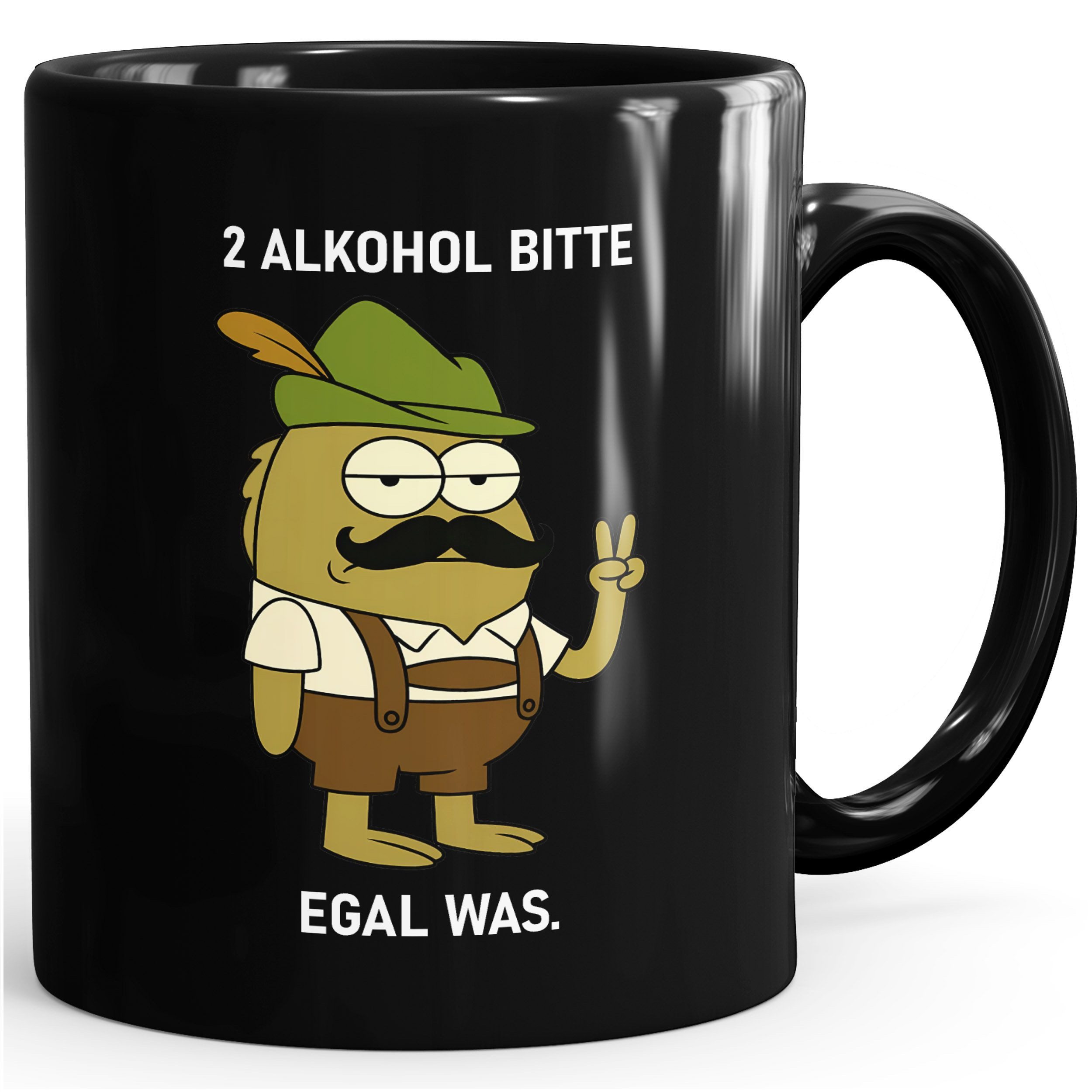 MoonWorks Tasse Tasse Spruch – Zwei Alkohol bitte, egal was – für das Oktoberfest, Keramik