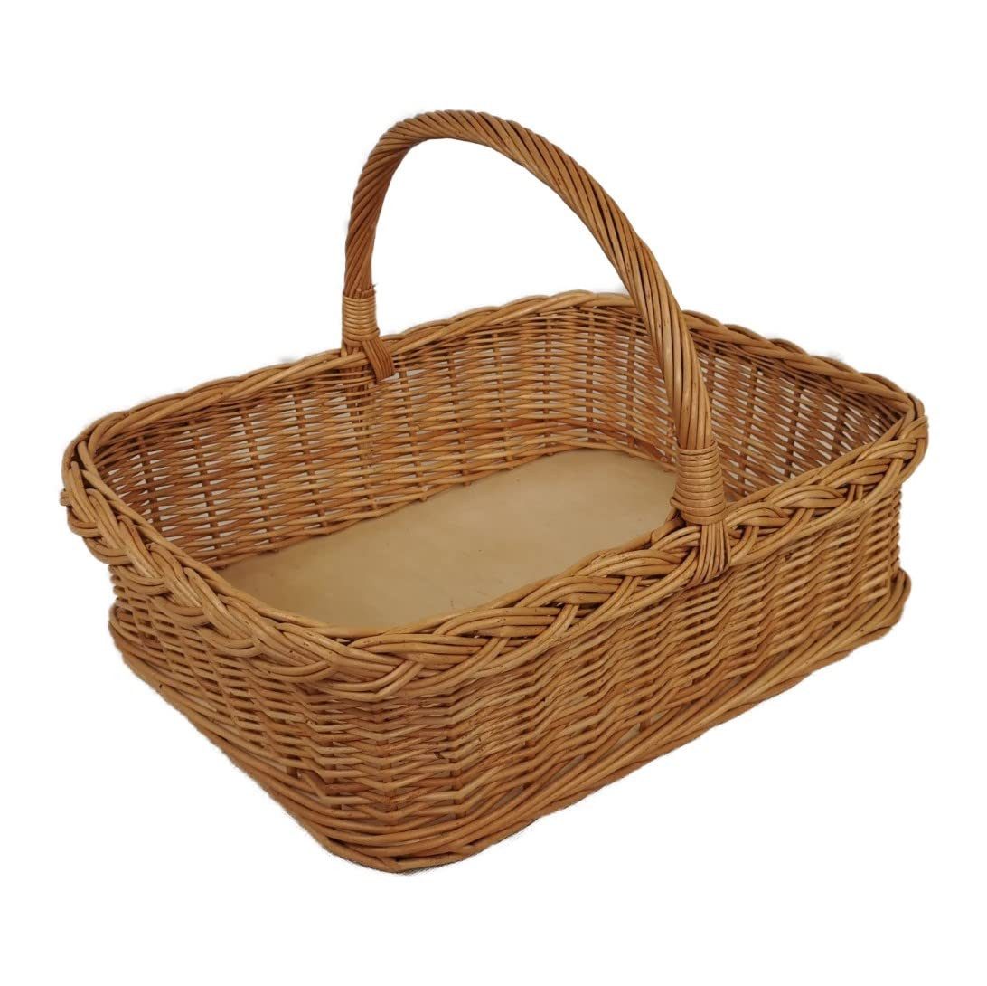 natuleo by pokuc Tablett Weidentablett mit Henkel Braun Natur Rechteckig ca. 52x40x35 cm, Bunzlauer Keramik