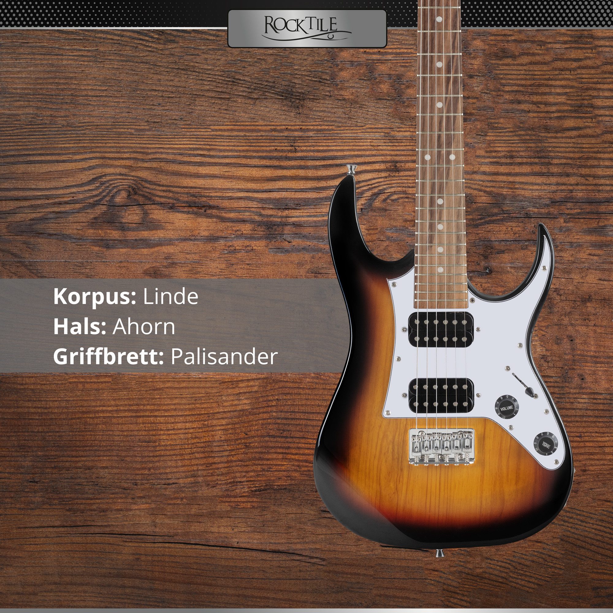 Rocktile E-Gitarre Rocktile Youngster YS-1 3/4 E-Gitarre, 1-St., 2 Humbucker Tonabnehmer, 24 Bünde
