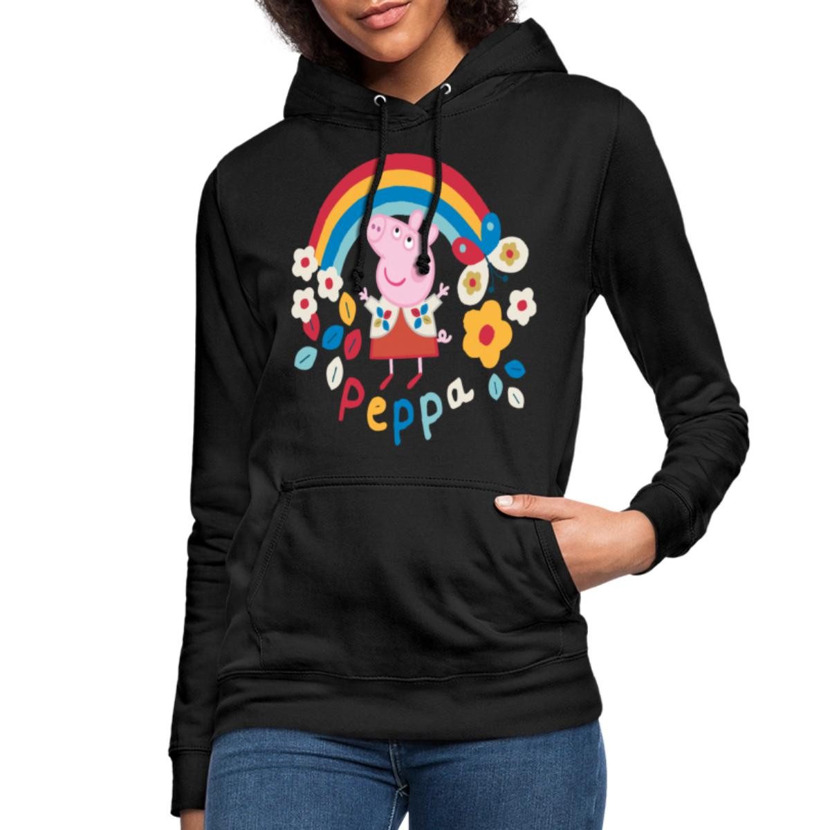 Spreadshirt Hoodie Peppa Wutz Regenbogen Rainbow Damen Hoodie (1-tlg)