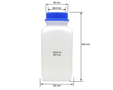 OCTOPUS Kanister 10x 2500 ml Weithals-Flaschen mit blauem Deckel, naturfarben, vierkant (10 St)