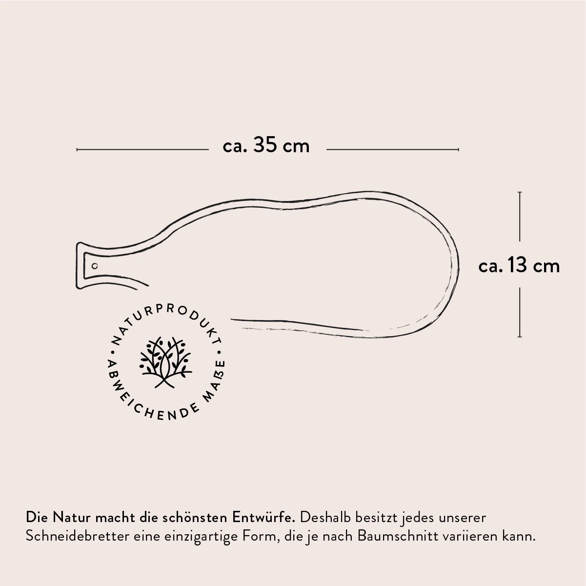 dasOlivenholzbrett Käsebrett Olivenholzbrett im Naturschnitt mit Griff, länglich, 35