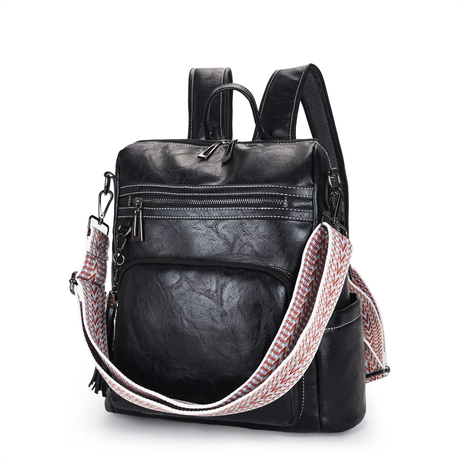 RWEUOQ Cityrucksack Rucksacktaschen Lederrucksack Reiserucksack Schwarz günstig online kaufen