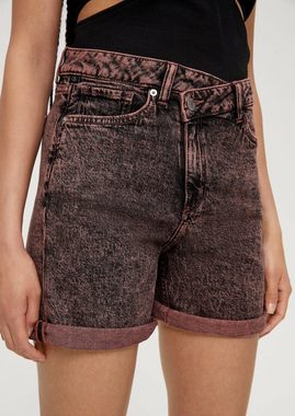 QS Jeansshorts Jeans-Shorts Mom / Relaxed Fit / High Rise / Straight Leg Waschung