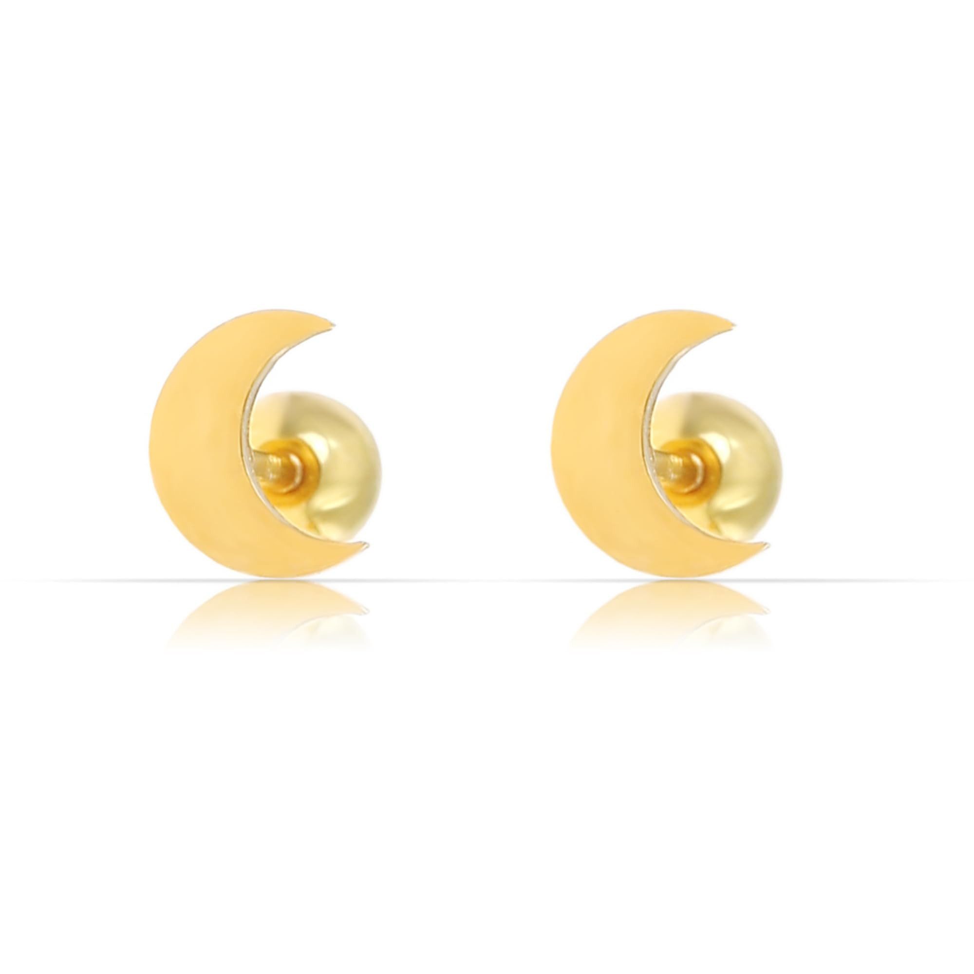Made by Nami Paar Ohrstecker Edelstahl Stern/Mond-Ohrringe Gold, Wasserfester Schmuck Geschenk für Sie