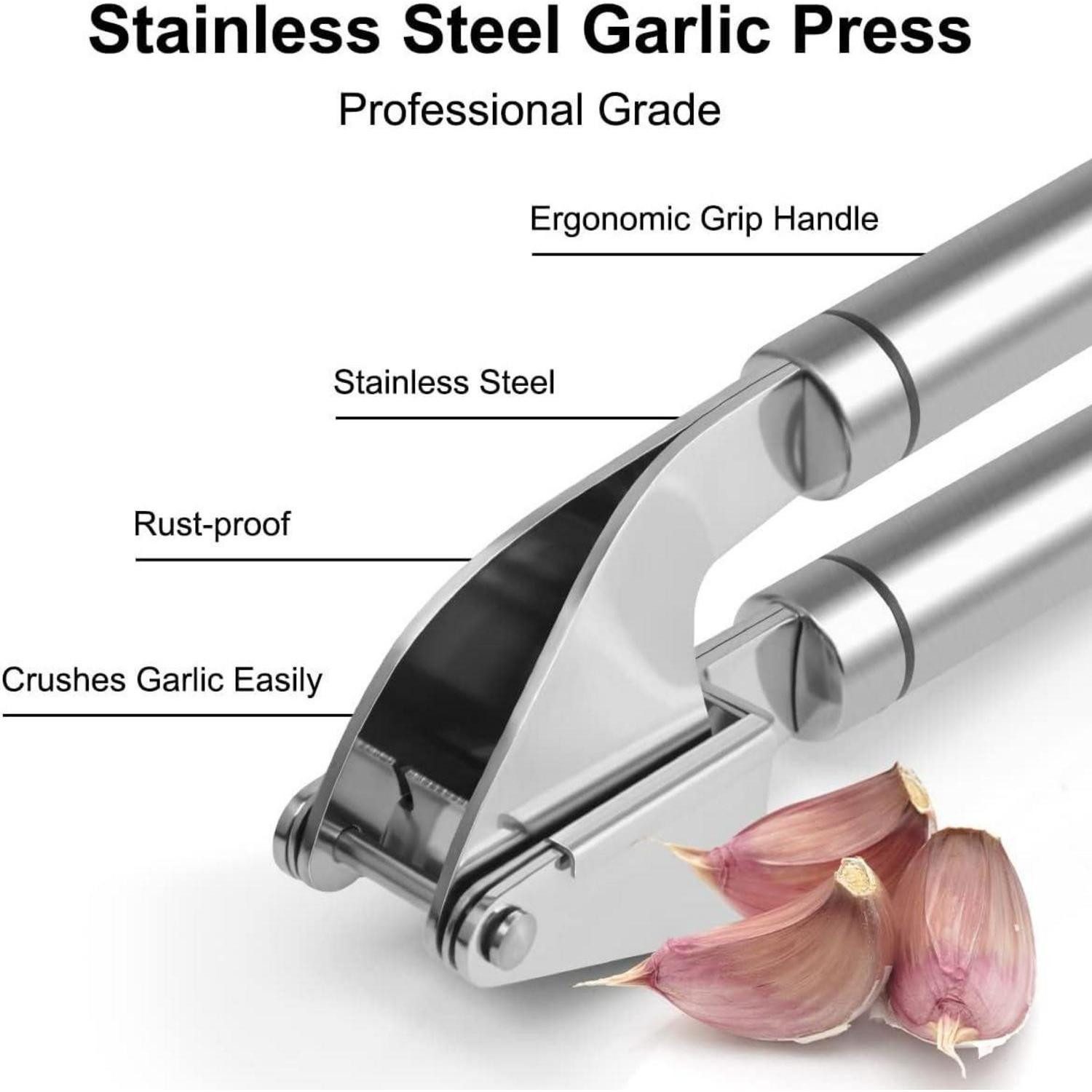 LuxusKollektion Knoblauchpresse Knoblauchpresse Edelstahl Profi - Premium Garlic Press mit Schäler