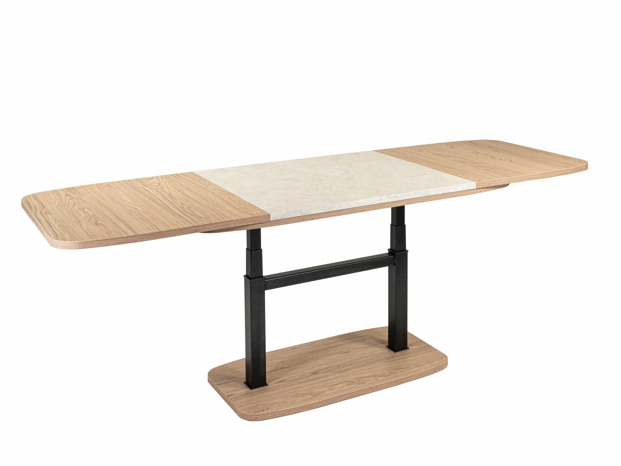 58 aufm Kessel Couchtisch Funktionstisch Cora 110x53x63 Melamin Muschel Sandstein/Eiche Casella (inkl. Lieferung bis in die Wohnung, 1-St., Lieferung bis Verwendungsstelle), stufenlos höhenverstellbar in 2 Stufen ausziehbar Tischplatte Dekor