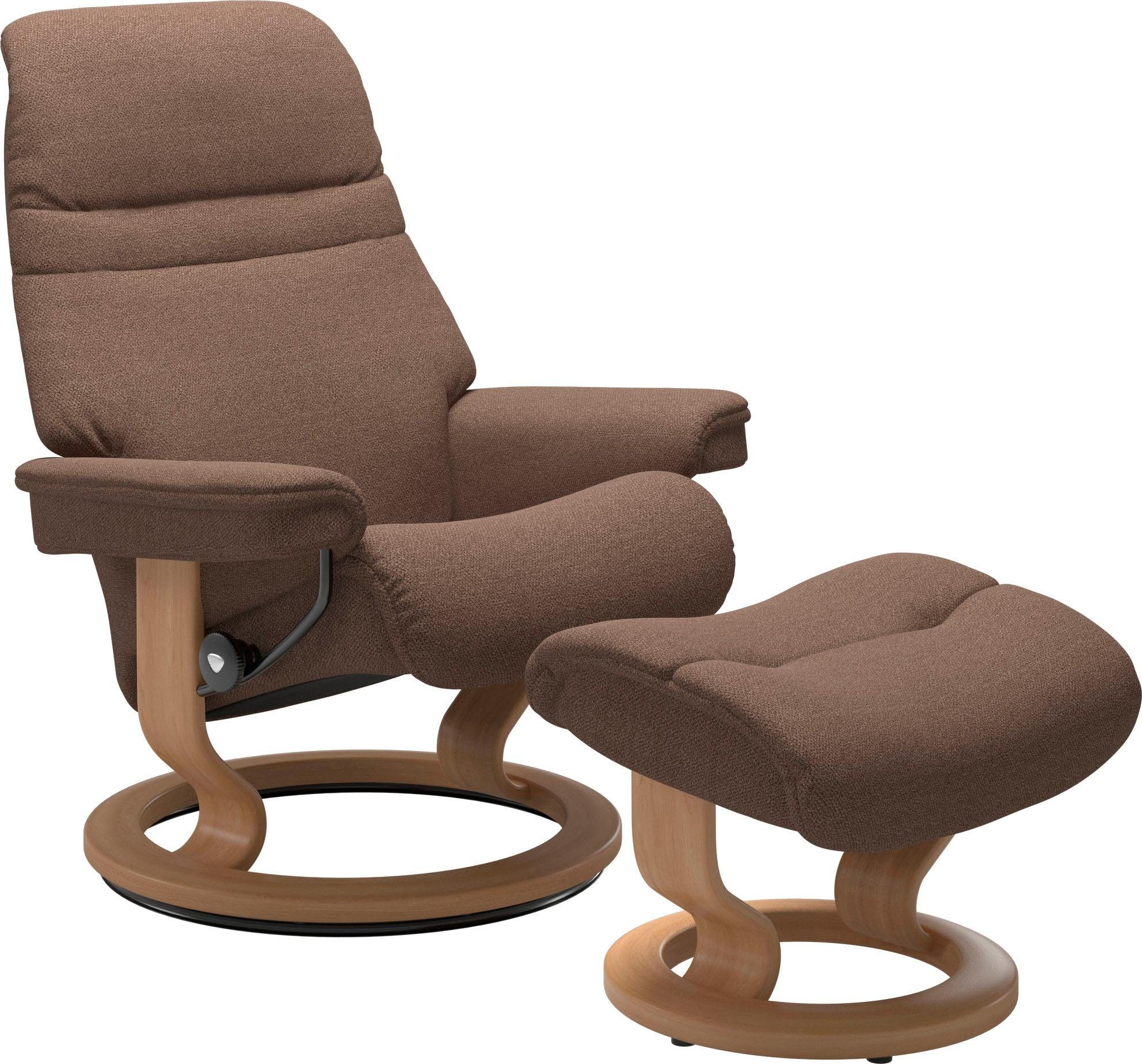 Stressless® Relaxsessel Sunrise (Set, Relaxsessel mit Classic Größe Base, L, mit Hocker), Eiche Gestell