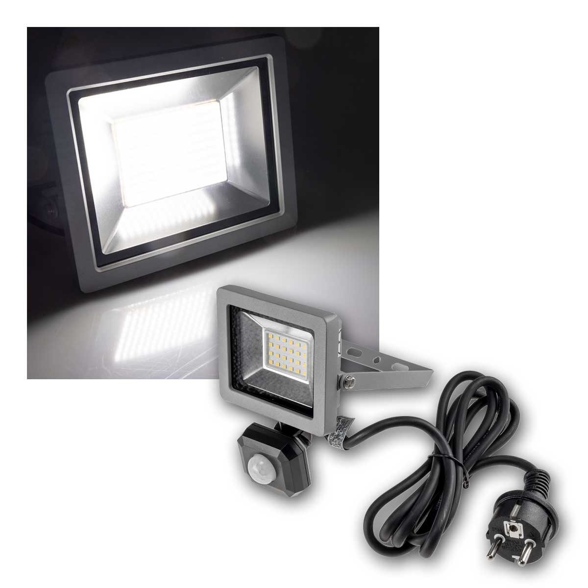 ChiliTec LED Flutlichtstrahler LED-Fluter SlimLine"CTF-SLT10 PIR" 10W 923lm IP44, daylight/tageslichtweiß