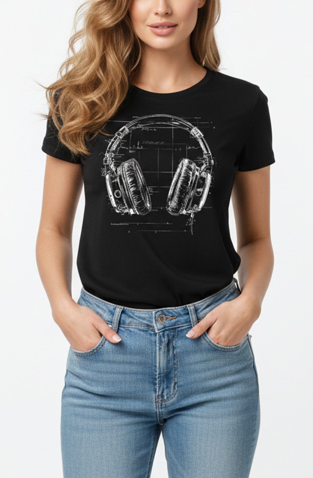 MAKAYA Print-Shirt Damen Retro Hip Hop Outfit Kopfhörer 80er 90er Jahre Hippie Motiv (Schwarz, S, M, L, XL) aus Baumwolle