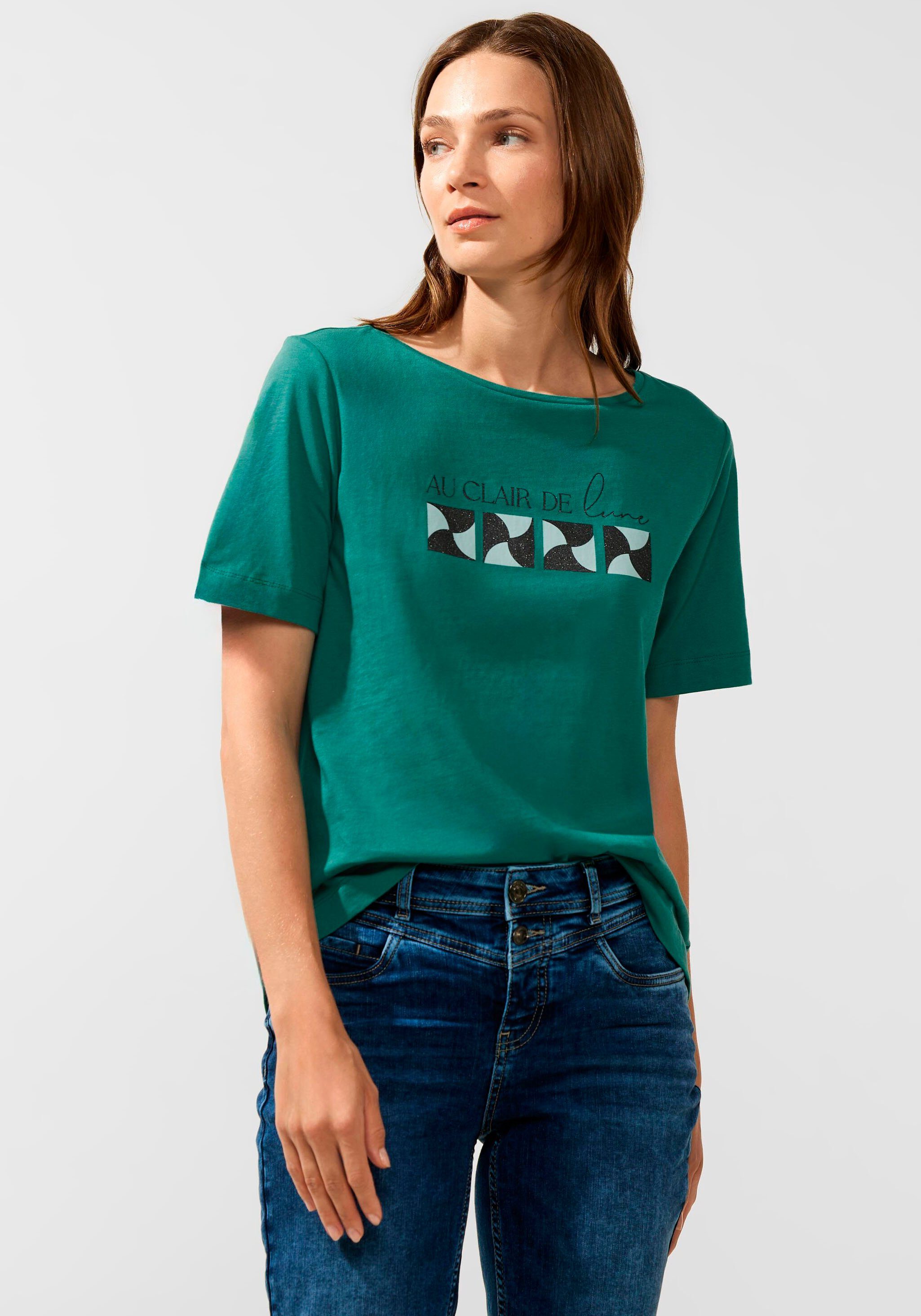 T-Shirt ONE green mit STREET Rundhalsausschnitt