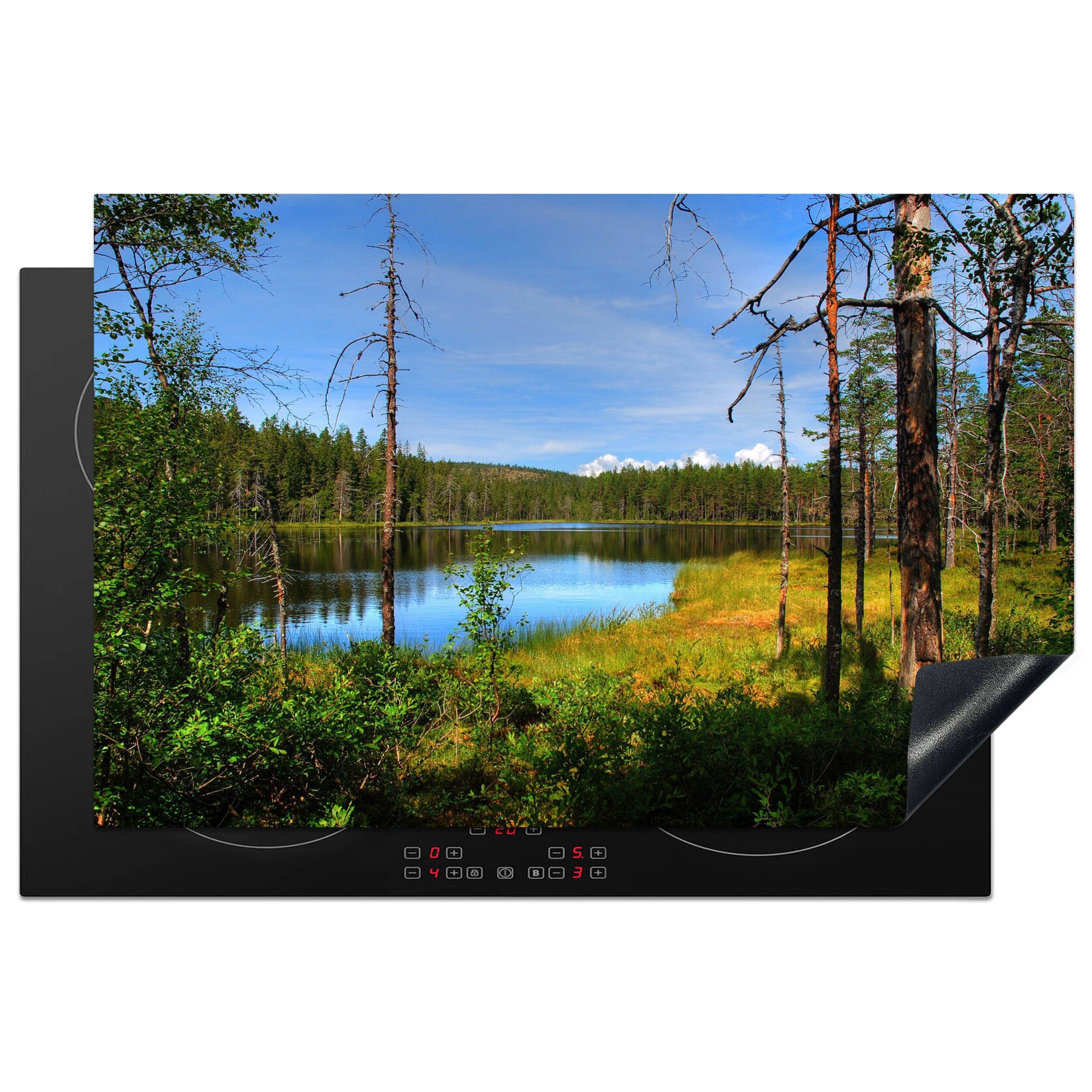 MuchoWow Herdblende-/Abdeckplatte Spiegelung der Wälder in einem ruhigen See im Skulesogen-Nationalpark, Vinyl, (1 tlg), 81x52 cm, Induktionskochfeld Schutz für die küche, Ceranfeldabdeckung