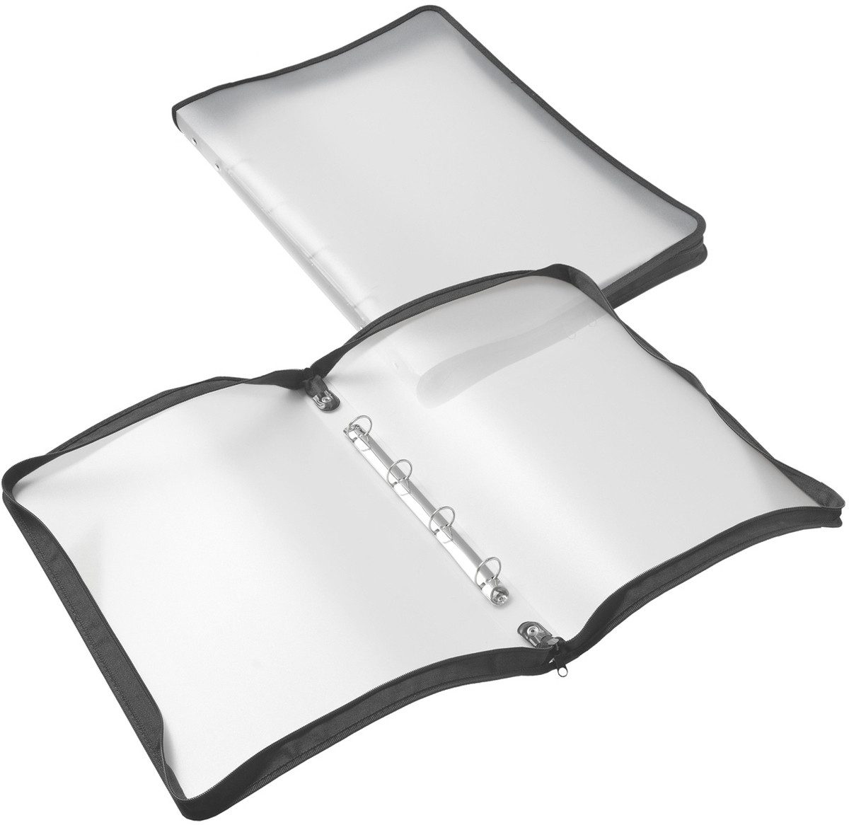 Präsentationsordner Reißverschluss-Mappe A3 PP farblos transluzent 4-Ring-Mechanik Zip sc.