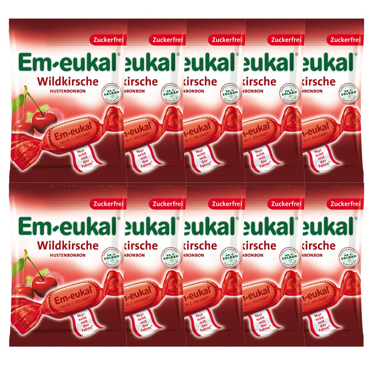 Em-eukal Süßigkeit, Em eukal Wildkirsche zuckerfreie Hustenbonbons 75g 10er Pack