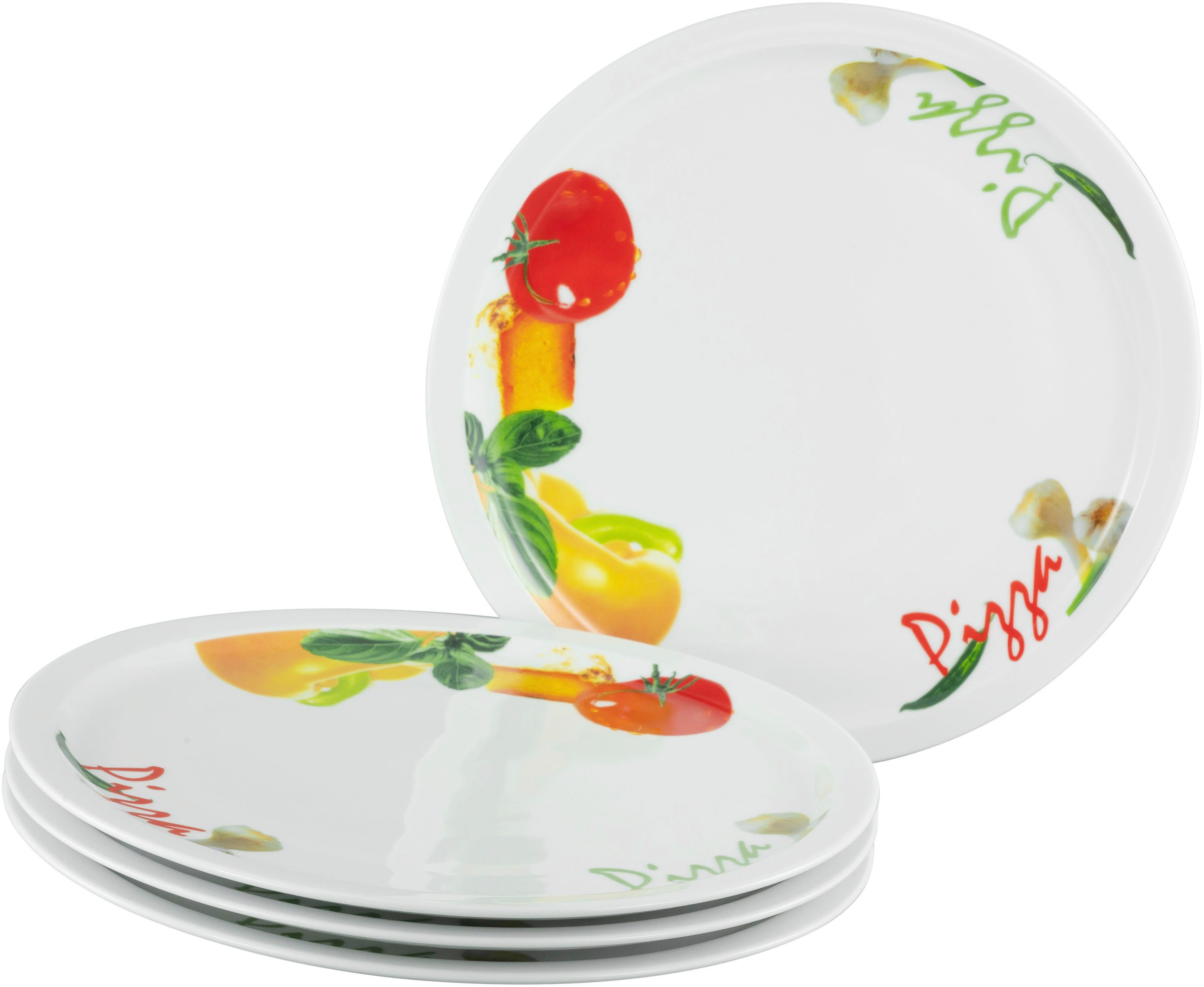 CreaTable Pizzateller Milano Pizza, Teller Set, 4-tlg., (4 St), Italienische Eleganz, Vielseitig einsetzbar