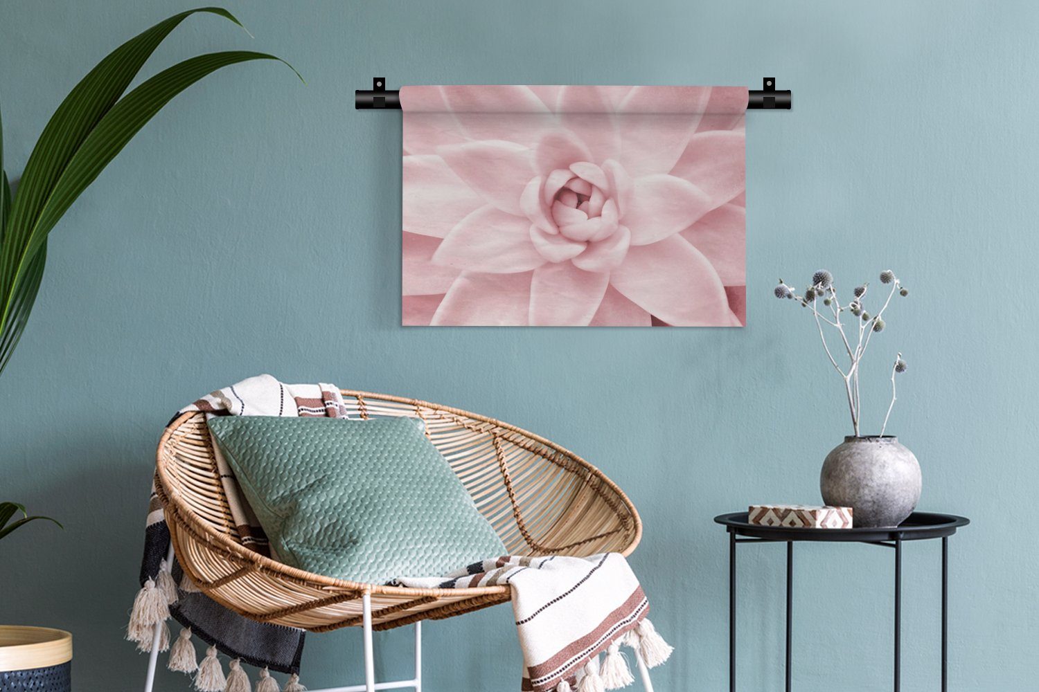 Blume Wandbehang, Wohnzimmer, Schlafzimmer, - Pflanze, Rosa Kleid, Natur für - Wanddeko MuchoWow - Kinderzimmer Wanddekoobjekt