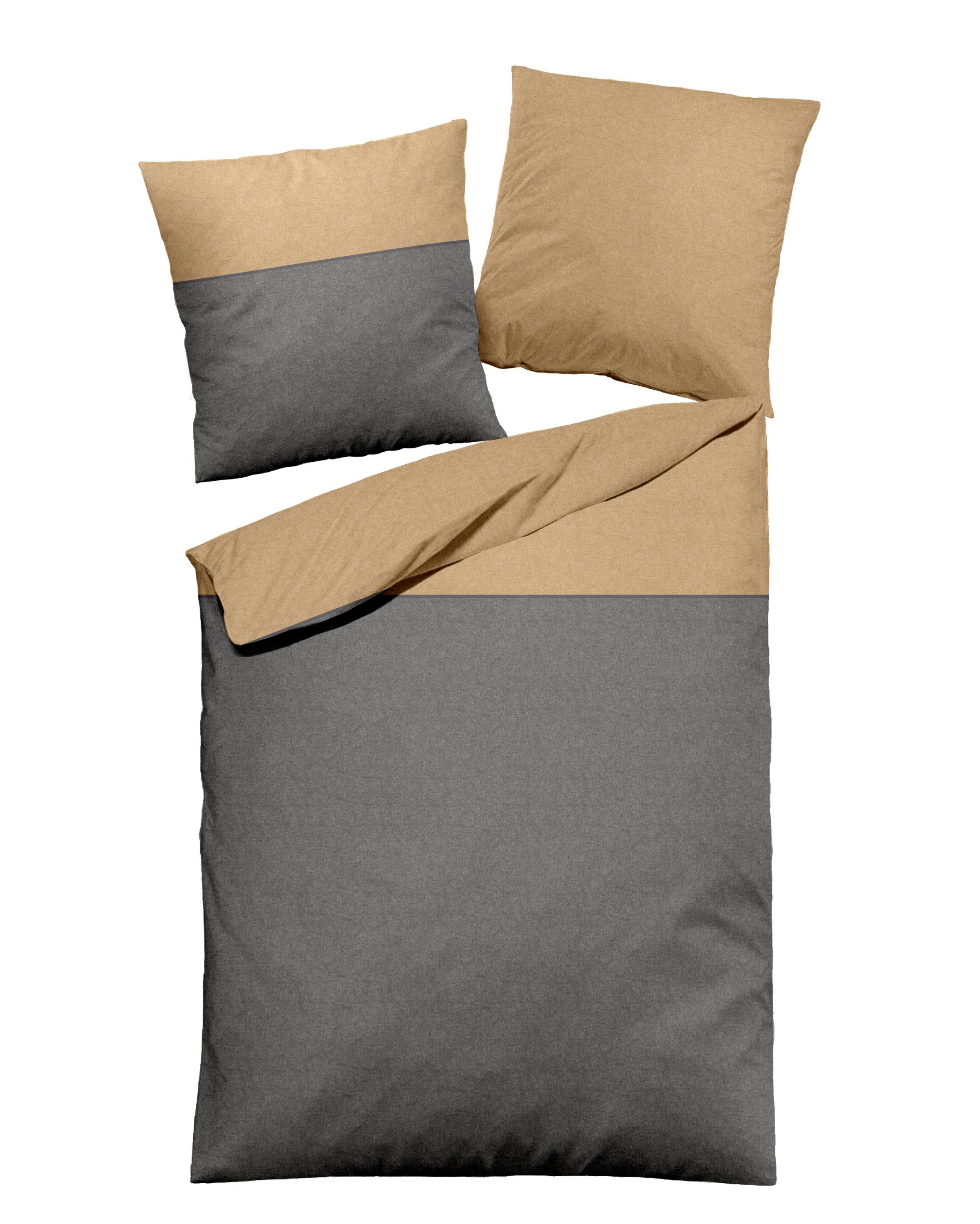 Dormisette Bettwäsche DORMISETTE Bettwäsche Flanell BL 135x200 cm gold Bettbezug Bettzeug