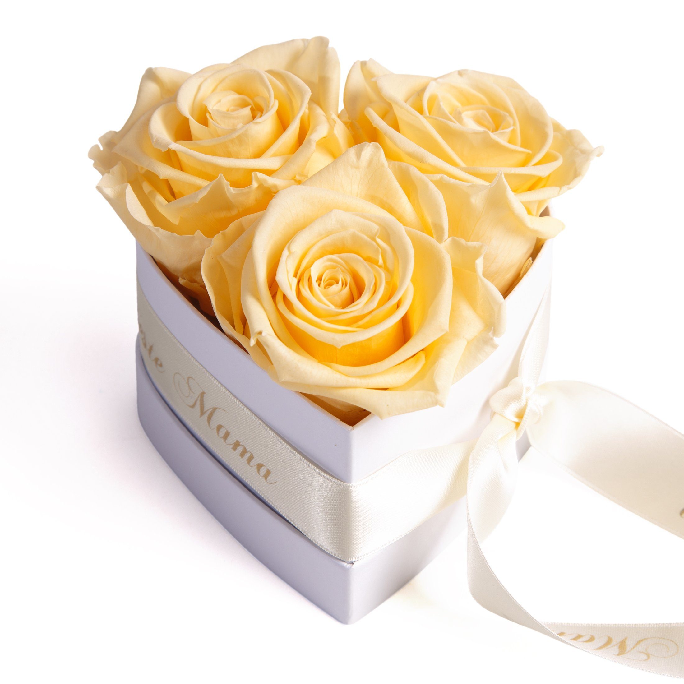 für Kunstblume der Jahre Rosenbox Heidelberg, Höhe cm, Champagner haltbar Mama Infinity echte Geschenk Rose, 3 Beste die 3 Welt SCHULZ 10 Rosen Herz ROSEMARIE Blumen