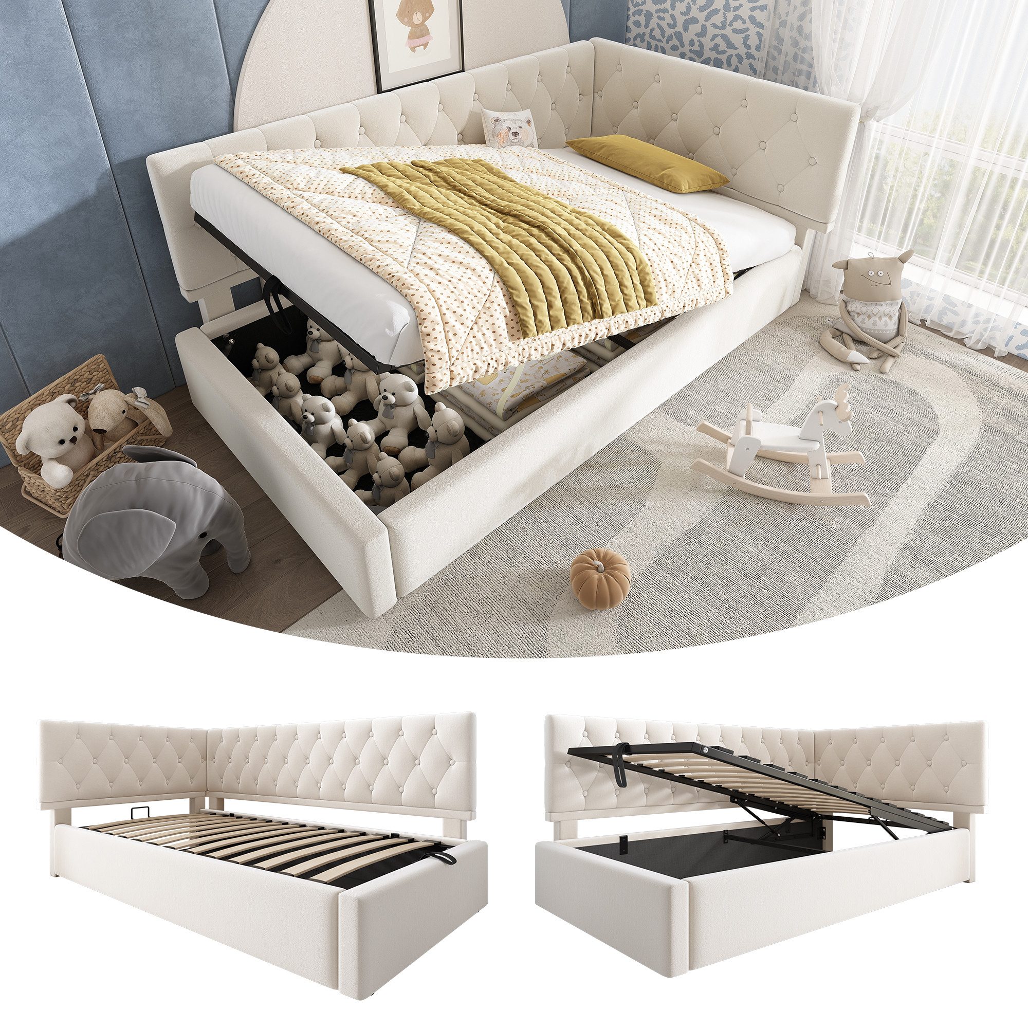 STILVORA Polsterbett 90x200 mit Matratze,schlafsofa mit günstig online kaufen