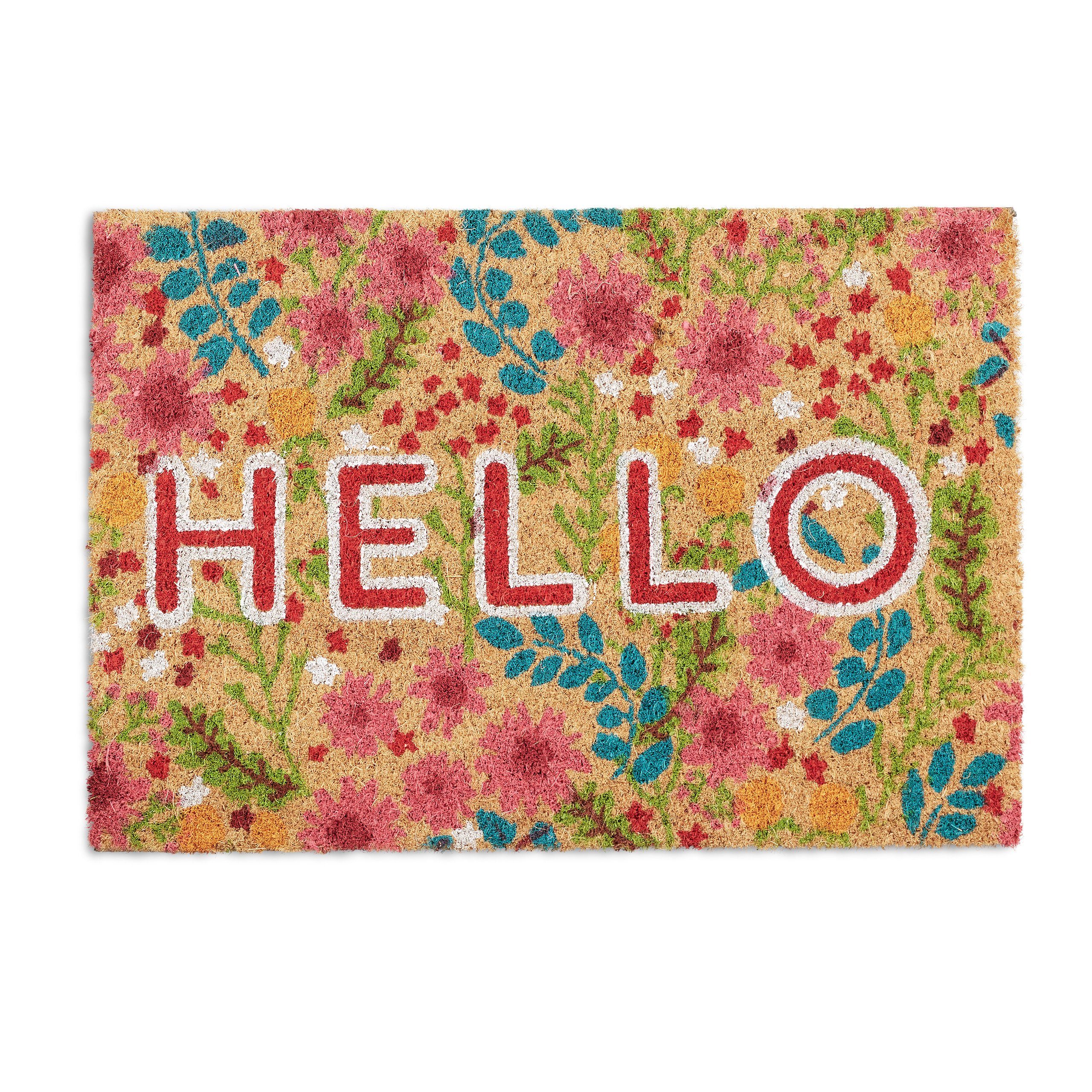 relaxdays Fußmatte Kokos Hello Blume, Höhe: günstig online kaufen