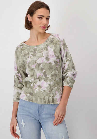 Monari 3/4 Arm-Pullover mit Blumendruck