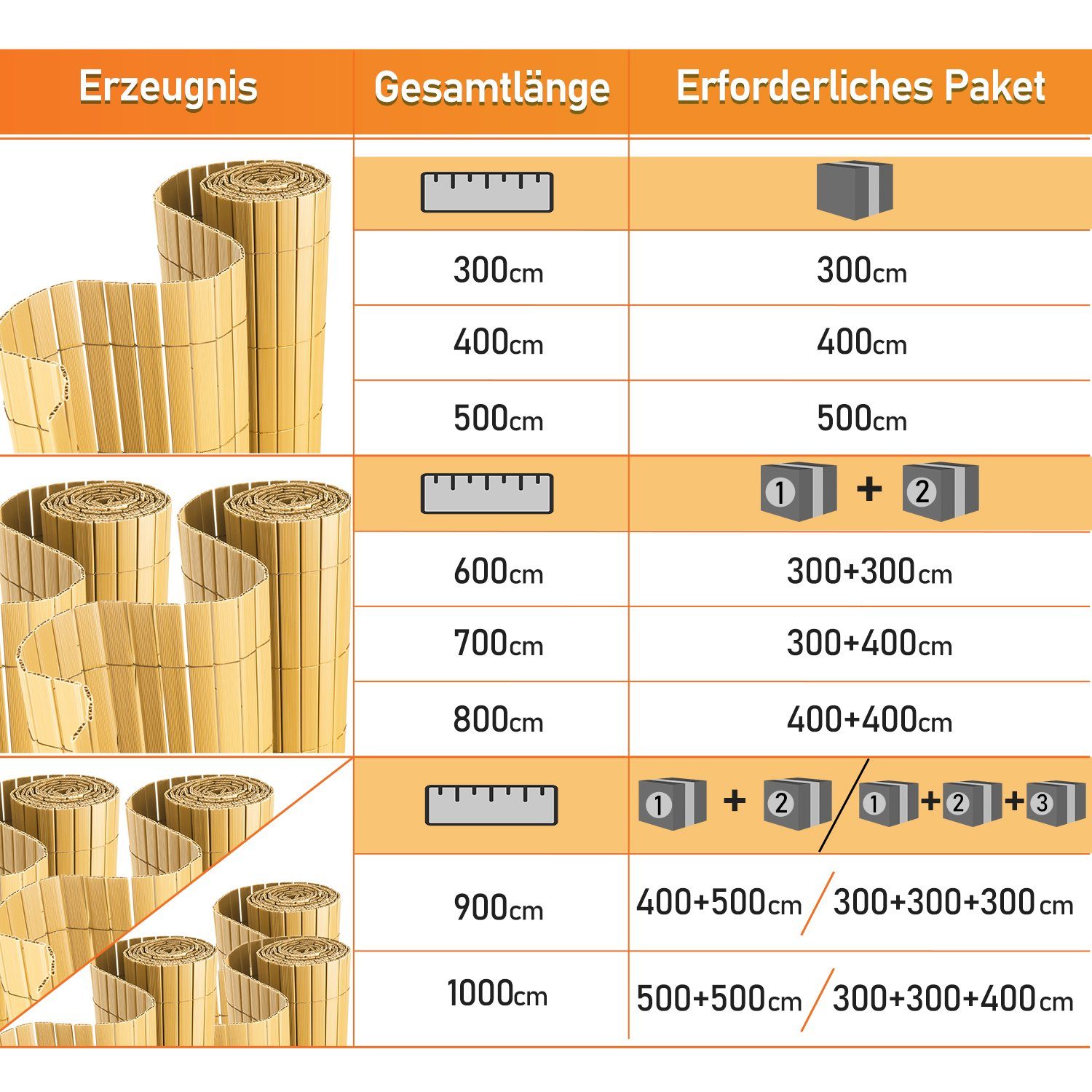 Clanmacy Balkonsichtschutz PVC Sichtschutzmatte Bambus Garten günstig online kaufen