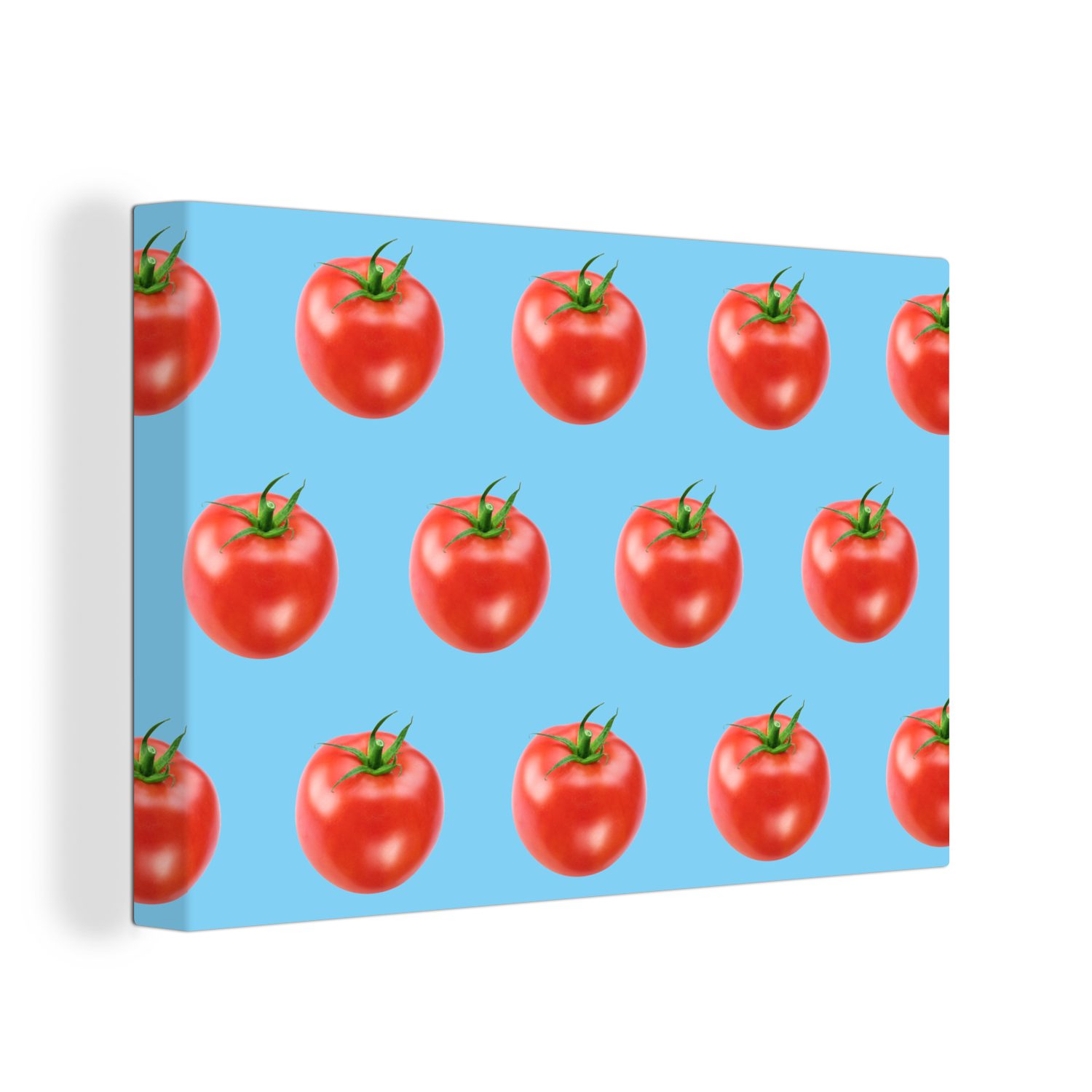 OneMillionCanvasses® Leinwandbild Tomaten - Gemüse - Blau, (1 St), Wandbild Leinwandbilder, Aufhängefertig, Wanddeko, 30x20 cm