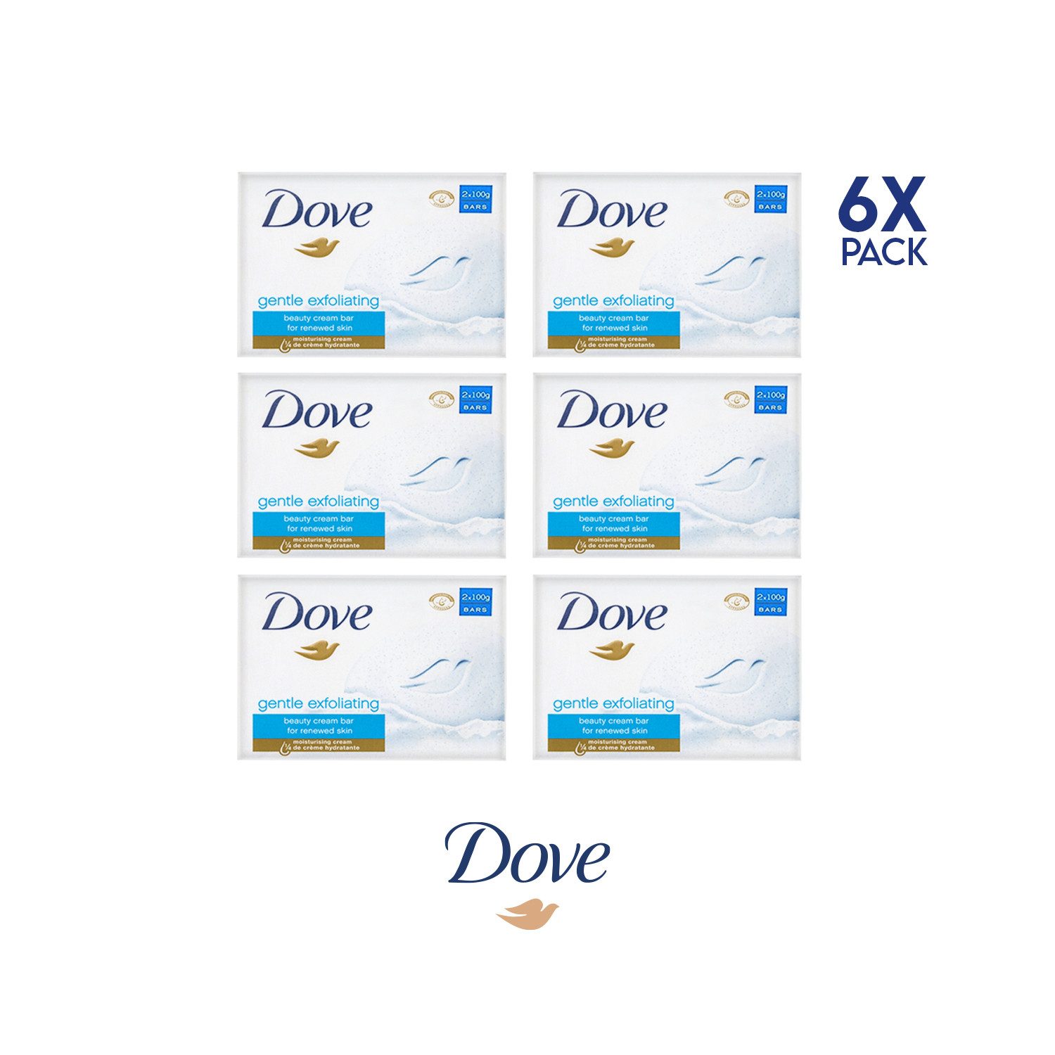 DOVE / UNILEVER Gesichtsseife Dove Seifenstück Gentle - feuchtigkeitsspendend und erfrischend, 6-tlg., Dove Seifen feuchte und weiche Haut den ganzen Tag