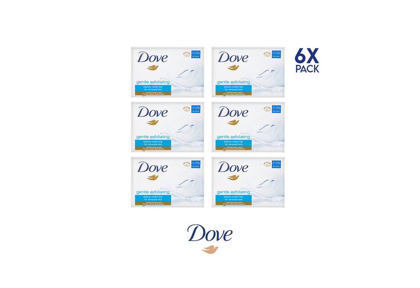 DOVE / UNILEVER Gesichtsseife Dove Seifenstück Gentle - feuchtigkeitsspendend und erfrischend, 6-tlg., Dove Seifen feuchte und weiche Haut den ganzen Tag