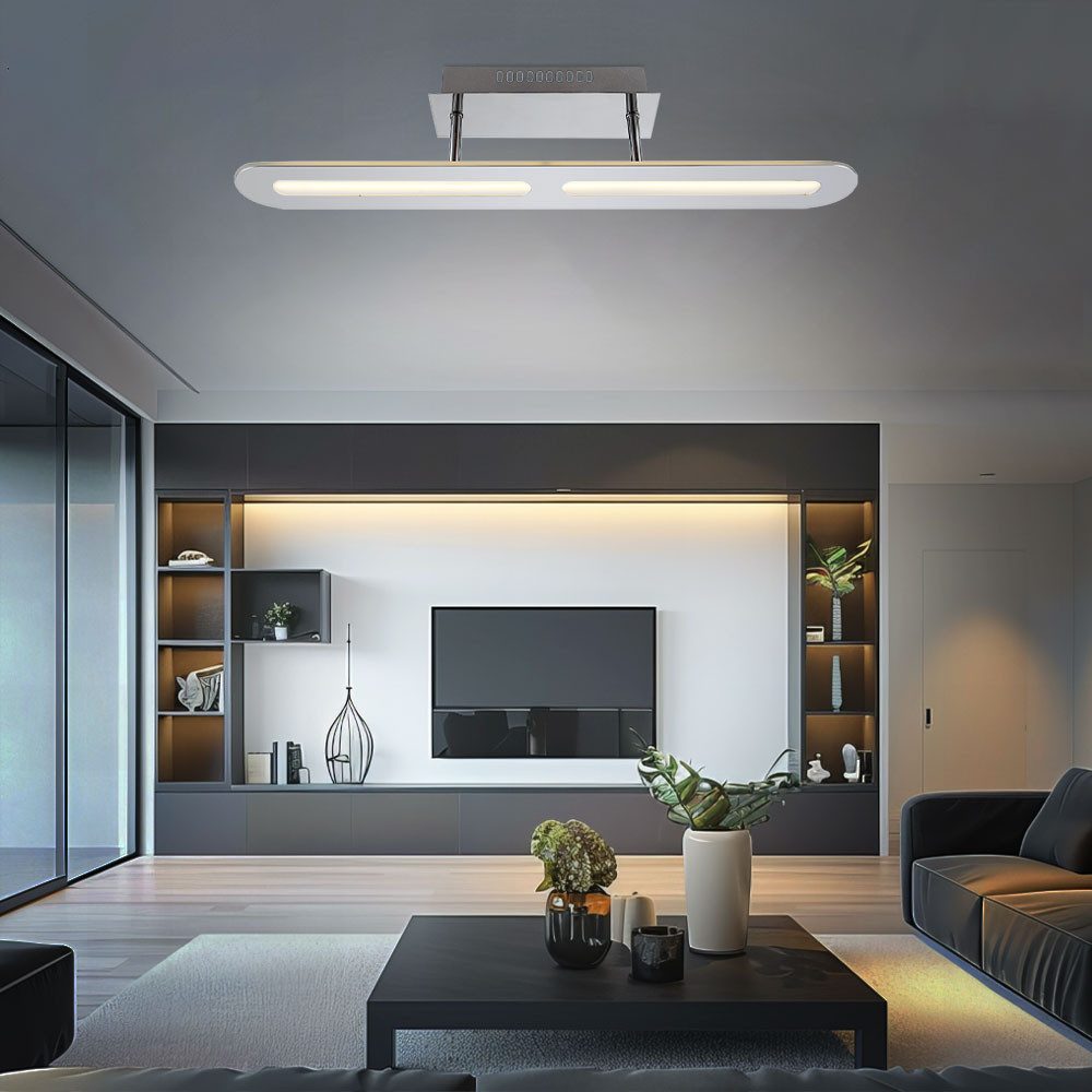 GLOBO LIGHTING LED Deckenleuchte, LED-Leuchtmittel fest verbaut, Warmweiß, LED Decken Lampe Wohn Ess Zimmer Beleuchtung Chrom Leuchte Globo