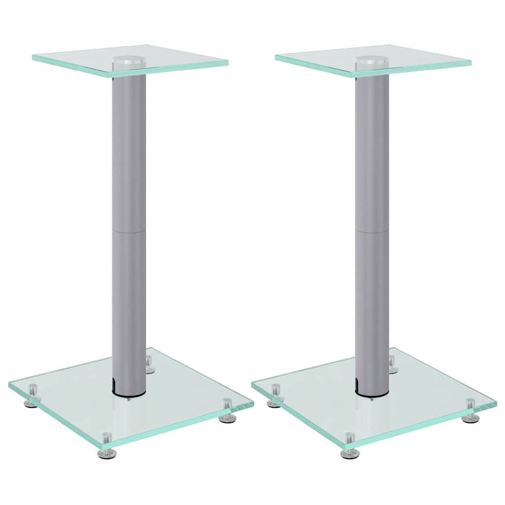 vidaXL Lautsprecherständer Lautsprecher-Ständer 2 Stk. Silbern Hartglas 1 Säule