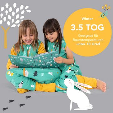Schlummersack Kinderschlafsack, Bio Schlafsack mit Füßen und umklappbaren Bündchen, 3.5 Tog OEKO-TEX