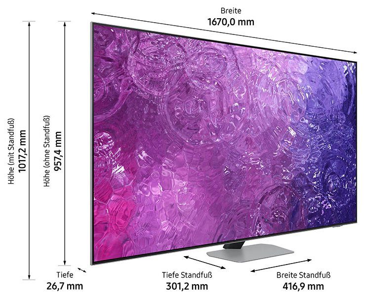 Prozessor Samsung OTS) Atmos & Dolby Zoll, cm/75 Neural GQ75QN90CAT LED-Fernseher Smart-TV, 4K, Quantum Quantum (189 HDR+, Neo