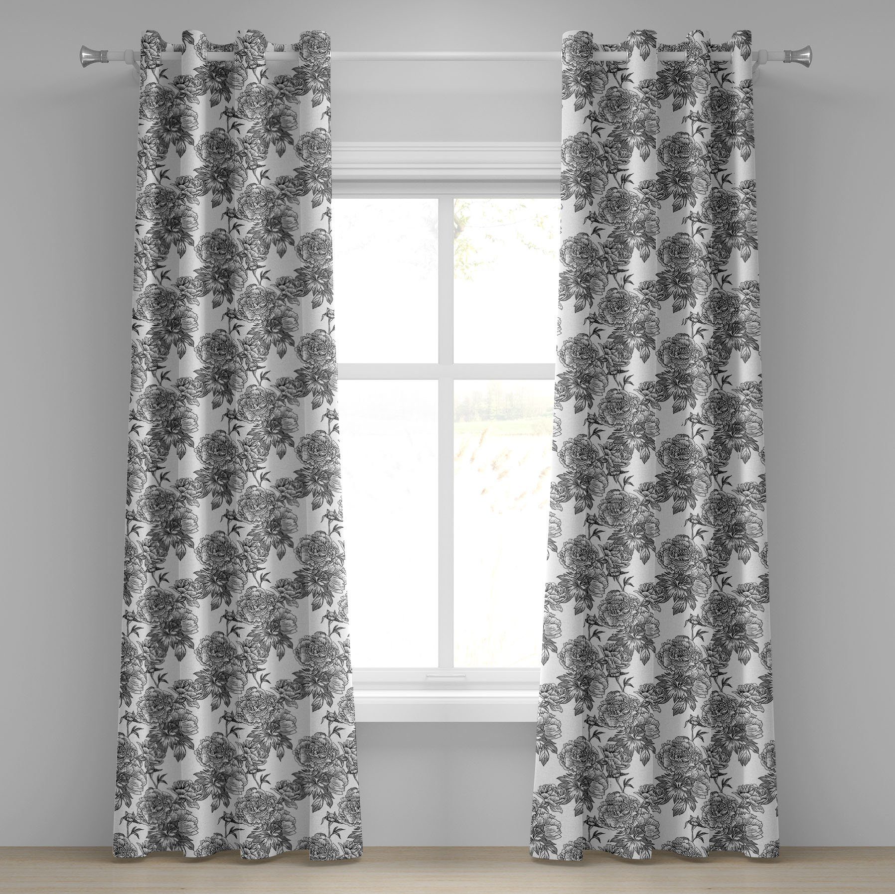 Gardine Dekorative 2-Panel-Fenstervorhänge für Schlafzimmer Wohnzimmer, Abakuhaus, Blumen Pflanzen Blossom Spring
