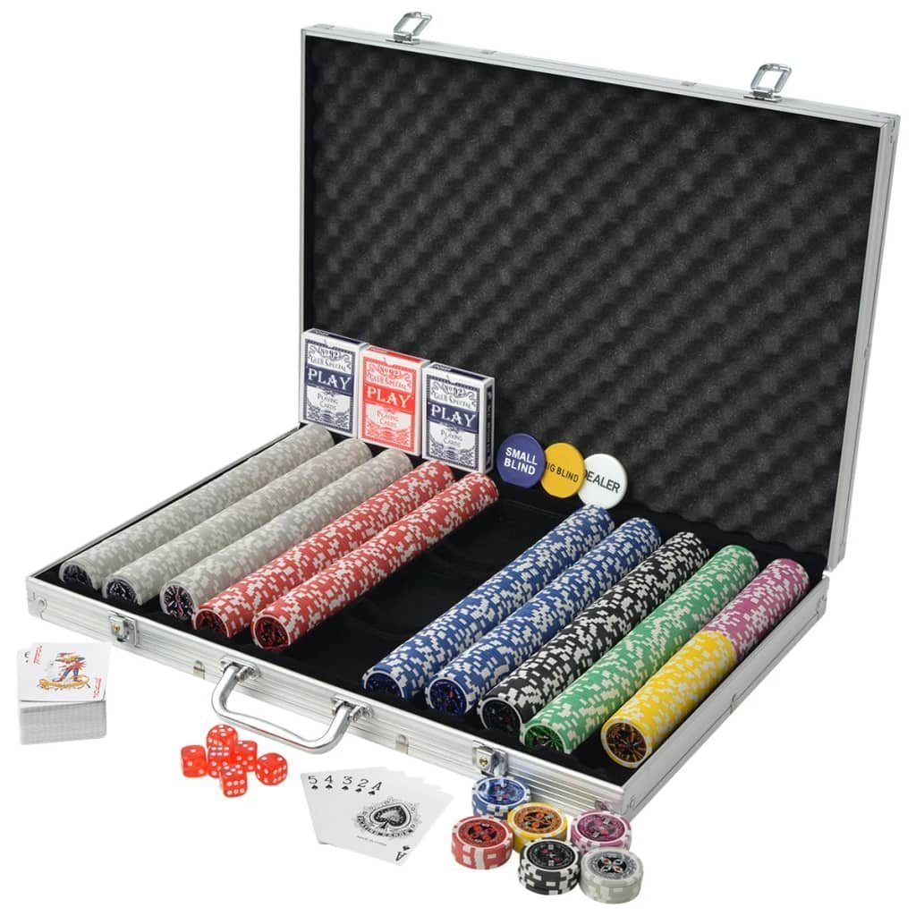 vidaXL Spiel, Poker Set mit 1.000 Laserchips Aluminium