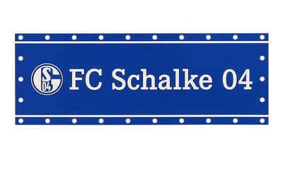 FC Schalke 04 Fahne FC Schalke 04 Balkonfahne 250 x 90 cm, Mit großem "FC Schalke 04"-Schriftzug & Vereinslogo