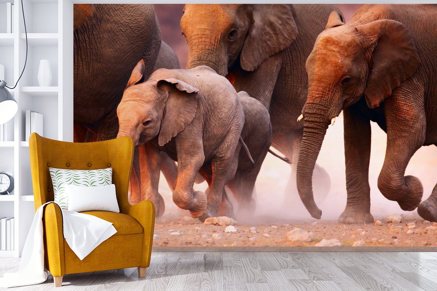 Wohnzimmer, Fototapete bedruckt, Elefant Kinderzimmer, für Tapete Stoff, Schlafzimmer, MuchoWow - Tiere - (6 Matt, Wallpaper Vinyl St),