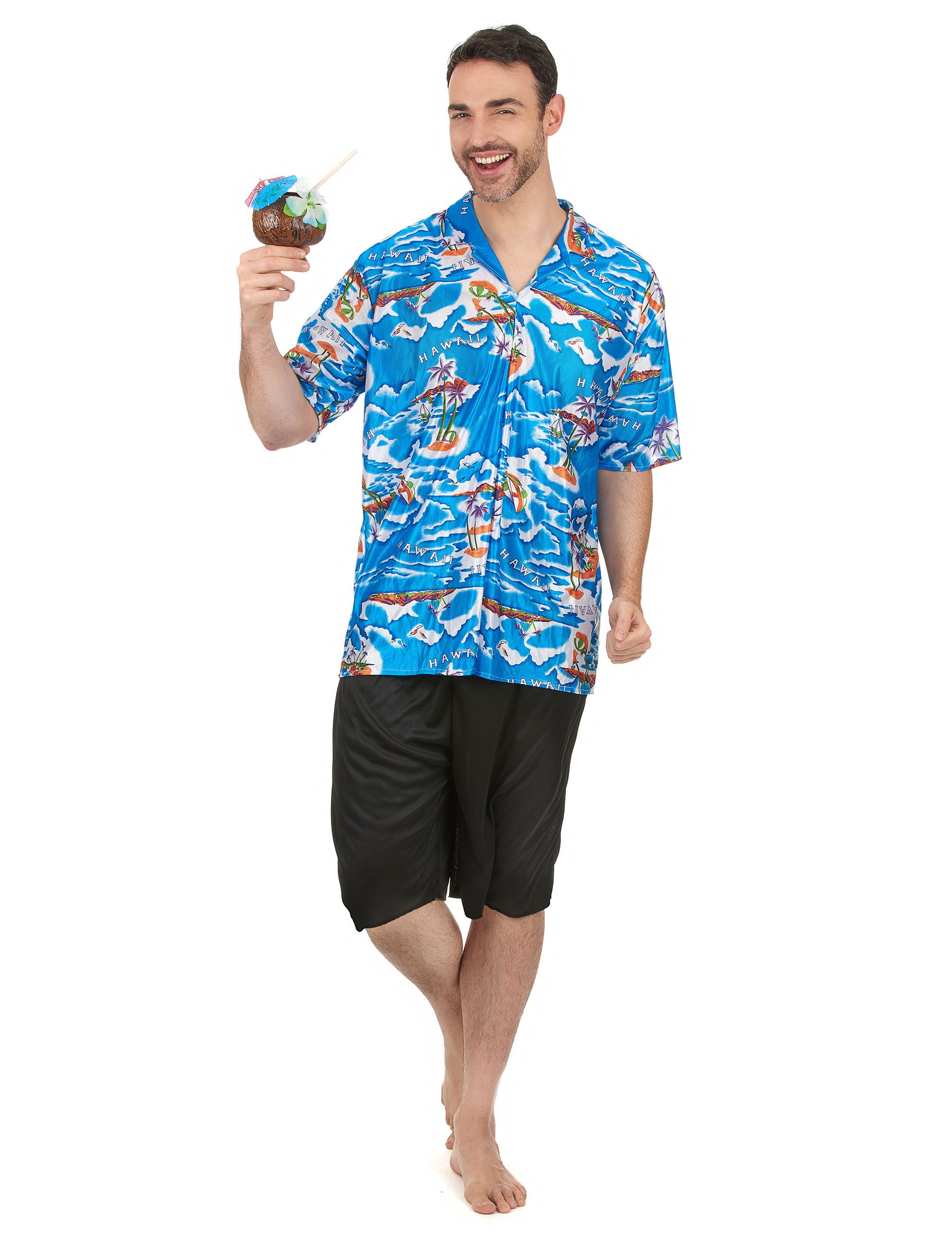 Kostüm Hawaiitourist-Kostüm Urlauber-Kostüm blau-bunt
